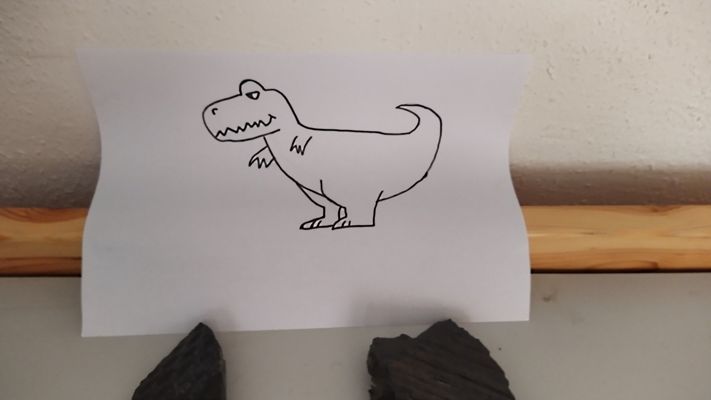 Die Zeichnung „Der Kind-T-Rex“ von Michael Tosin