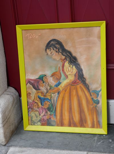 Das Gemälde von Schneewittchen und den sieben Zwergen um 120,-